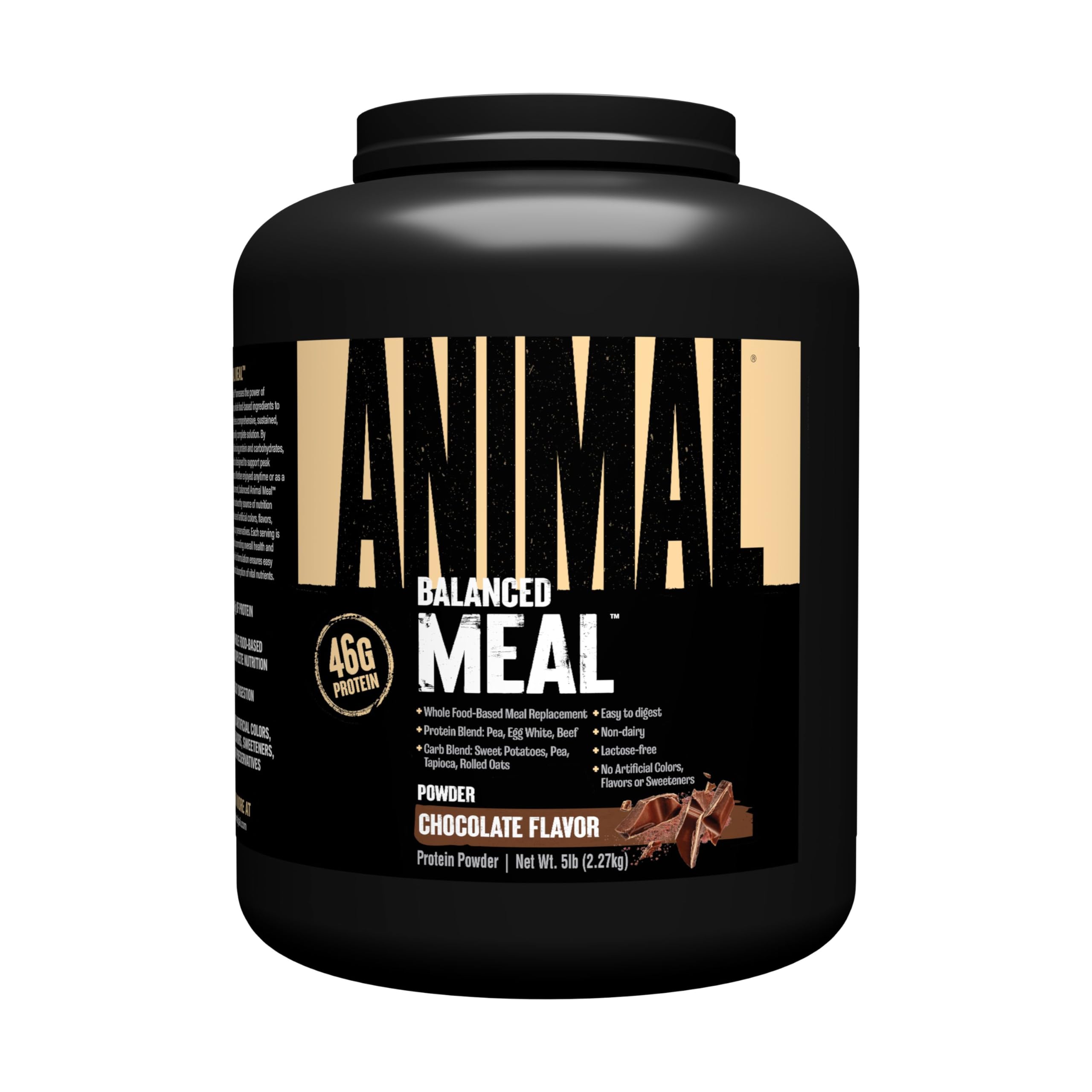 Animal Meal - Protein Shake with Whole Food Ingredients, Aids in Muscle Recovery, with Egg White, Beef & Pea Protein Blend, Chocolate Flavor, 5 lbs