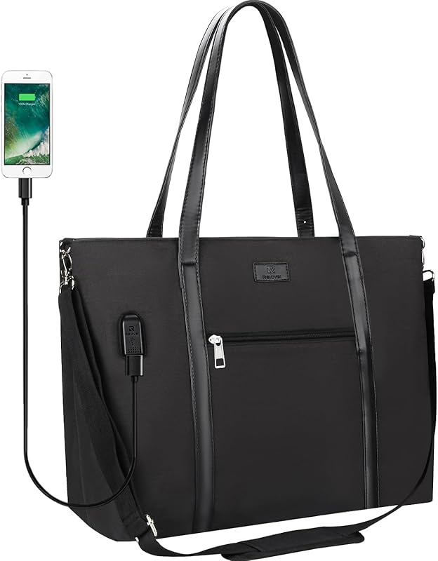 Women's 17-inch Travel Laptop Handbag with USB Port, Multi Pockets for