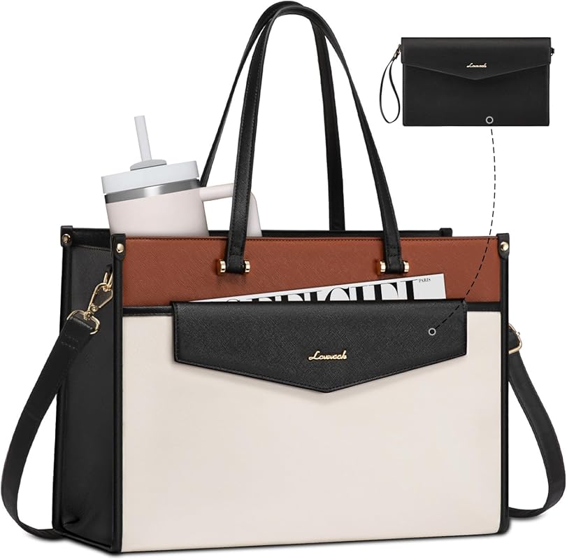 Women's 15.6-inch Waterproof Leather Travel Laptop Handbag, includes a